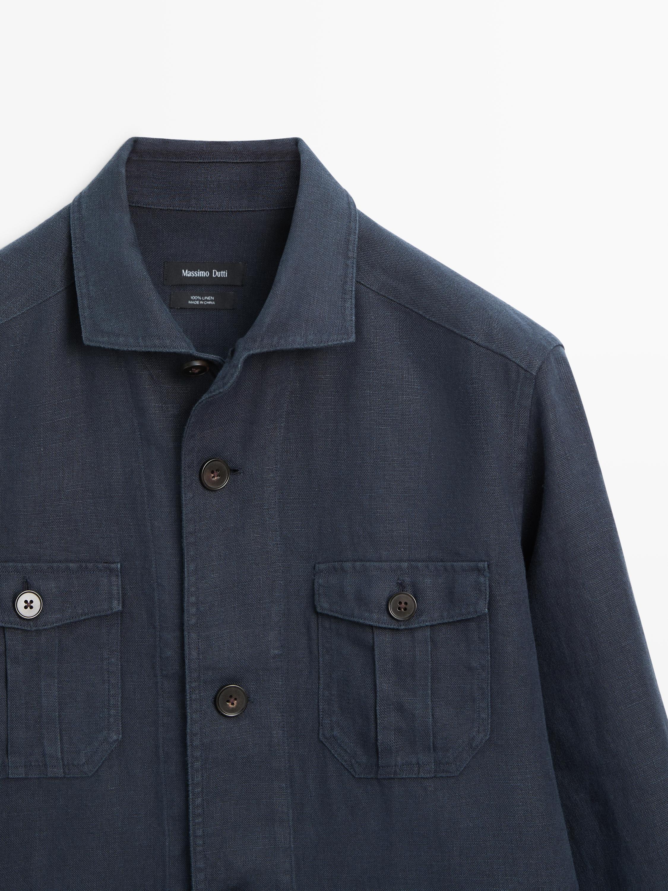 Heavy linen overshirt with pocket details